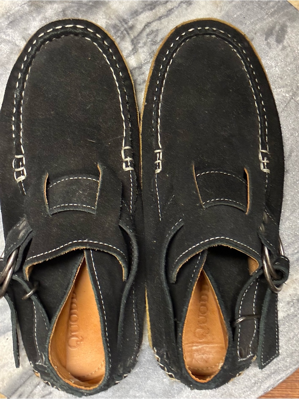Quoddy Black Suede Ring Boot Moccasins size 7-1/2B